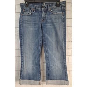 7 For All Mankind DIY Cropped Jeans Womens Size 26 Low Rise Straight Blue Denim